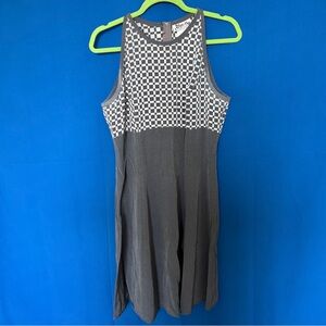 Vintage Kala Made in the USA 90s Geometric Grey Sleeveless Skater Dress 11/12